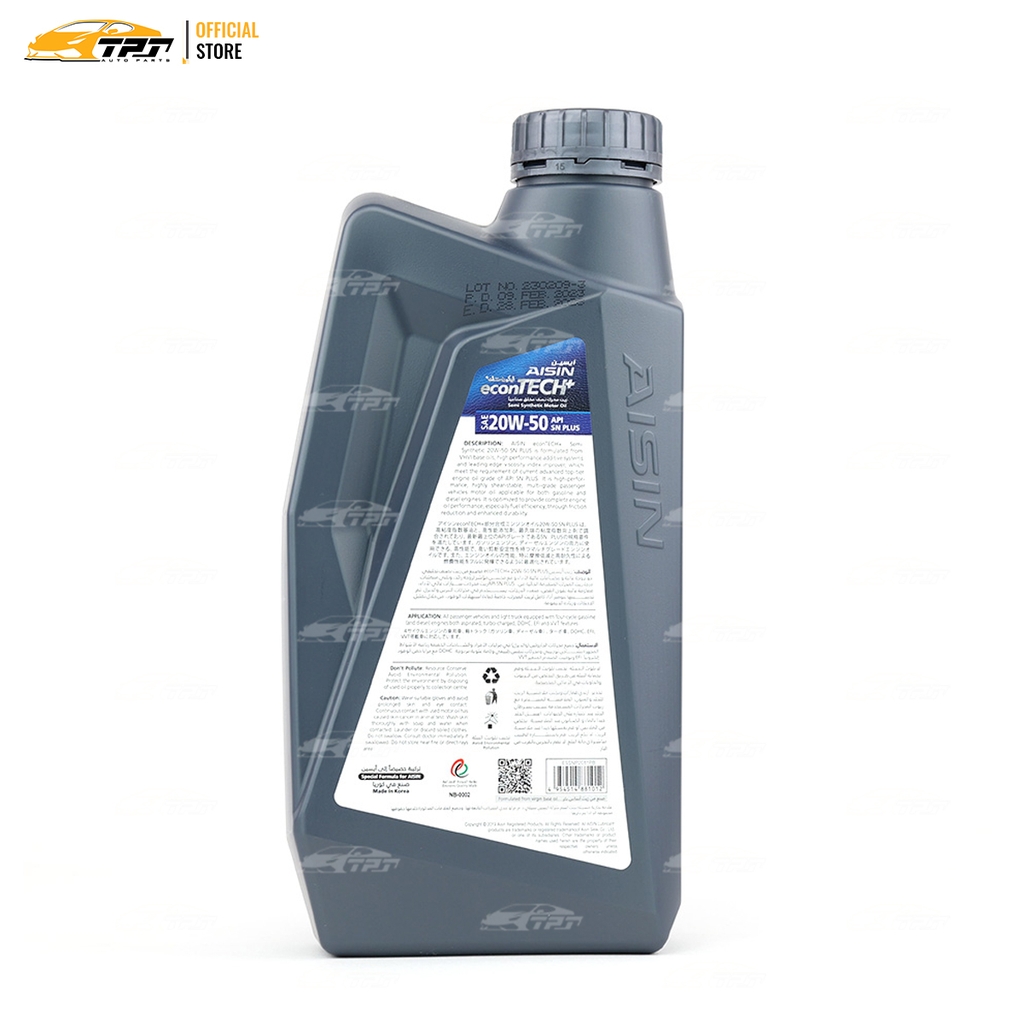 20W-50 SN/CF Nhớt Động Cơ Semi Synthetic ESSN2051PN [1 Lít] AISIN - Japan