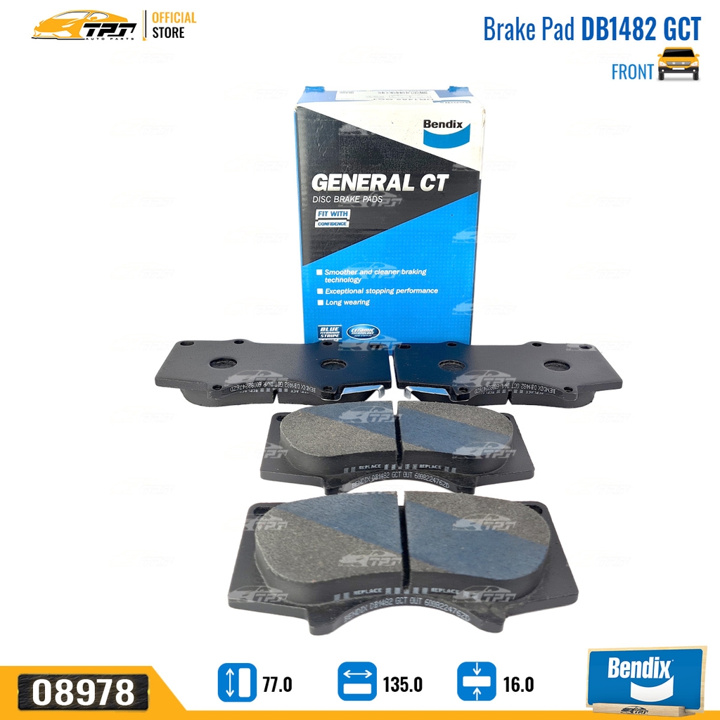 DB1482 GCT Bố Thắng - Má Phanh TRƯỚC Toyota FORTUNER 05-11 HILUX 01-11 Bendix - USA