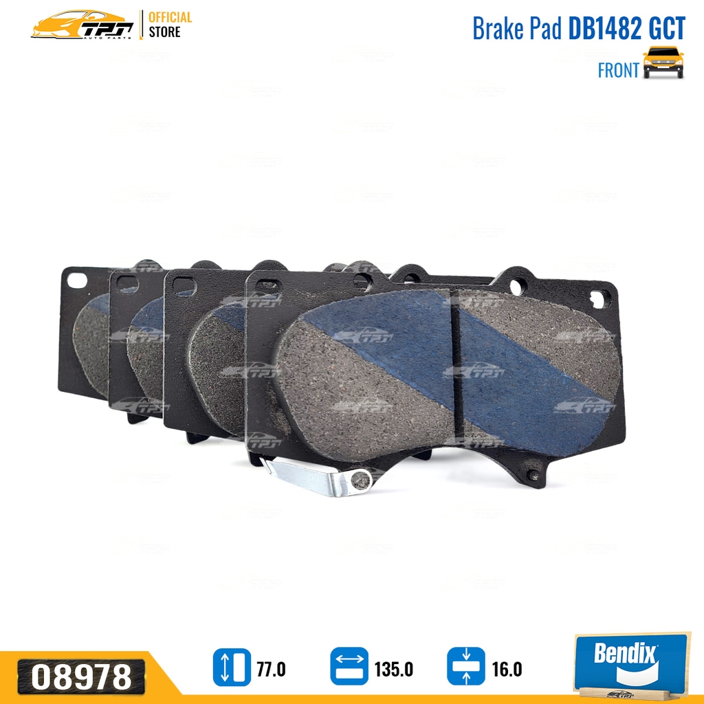 DB1482 GCT Bố Thắng - Má Phanh TRƯỚC Toyota FORTUNER 05-11 HILUX 01-11 Bendix - USA