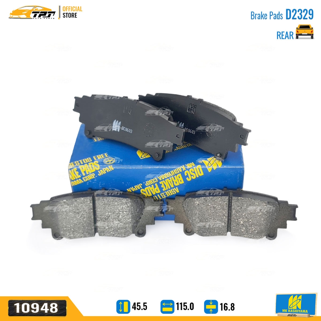 D2329 Bố Thắng - Má Phanh SAU Toyota FORTUNER 17- MK Kashiyama - Japan