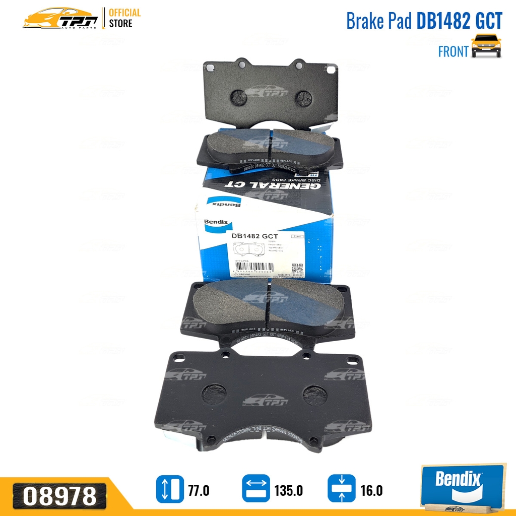 DB1482 GCT Bố Thắng - Má Phanh TRƯỚC Toyota FORTUNER 05-11 HILUX 01-11 Bendix - USA