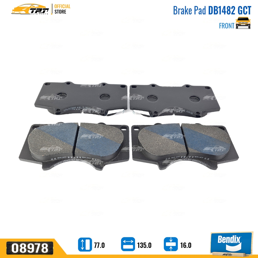 DB1482 GCT Bố Thắng - Má Phanh TRƯỚC Toyota FORTUNER 05-11 HILUX 01-11 Bendix - USA