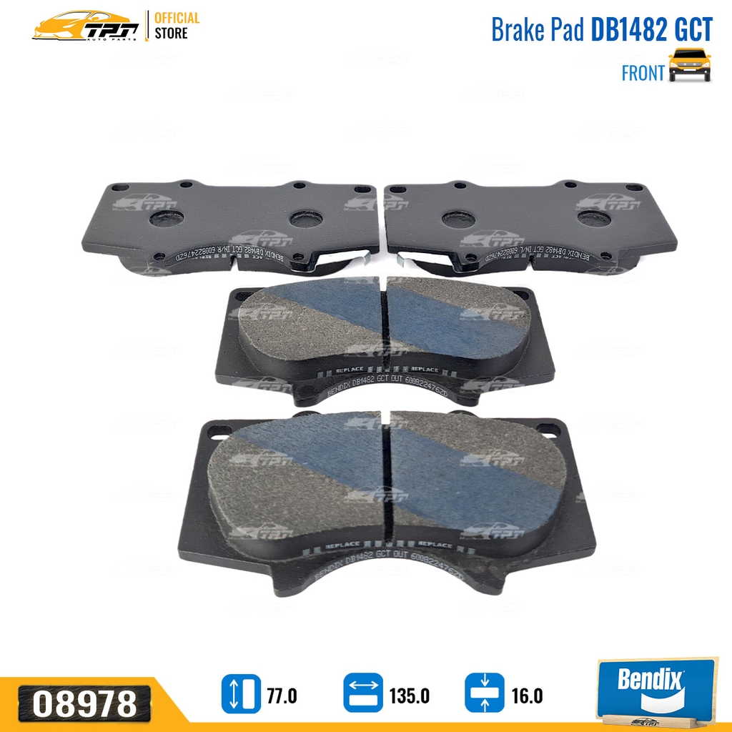 DB1482 GCT Bố Thắng - Má Phanh TRƯỚC Toyota FORTUNER 05-11 HILUX 01-11 Bendix - USA