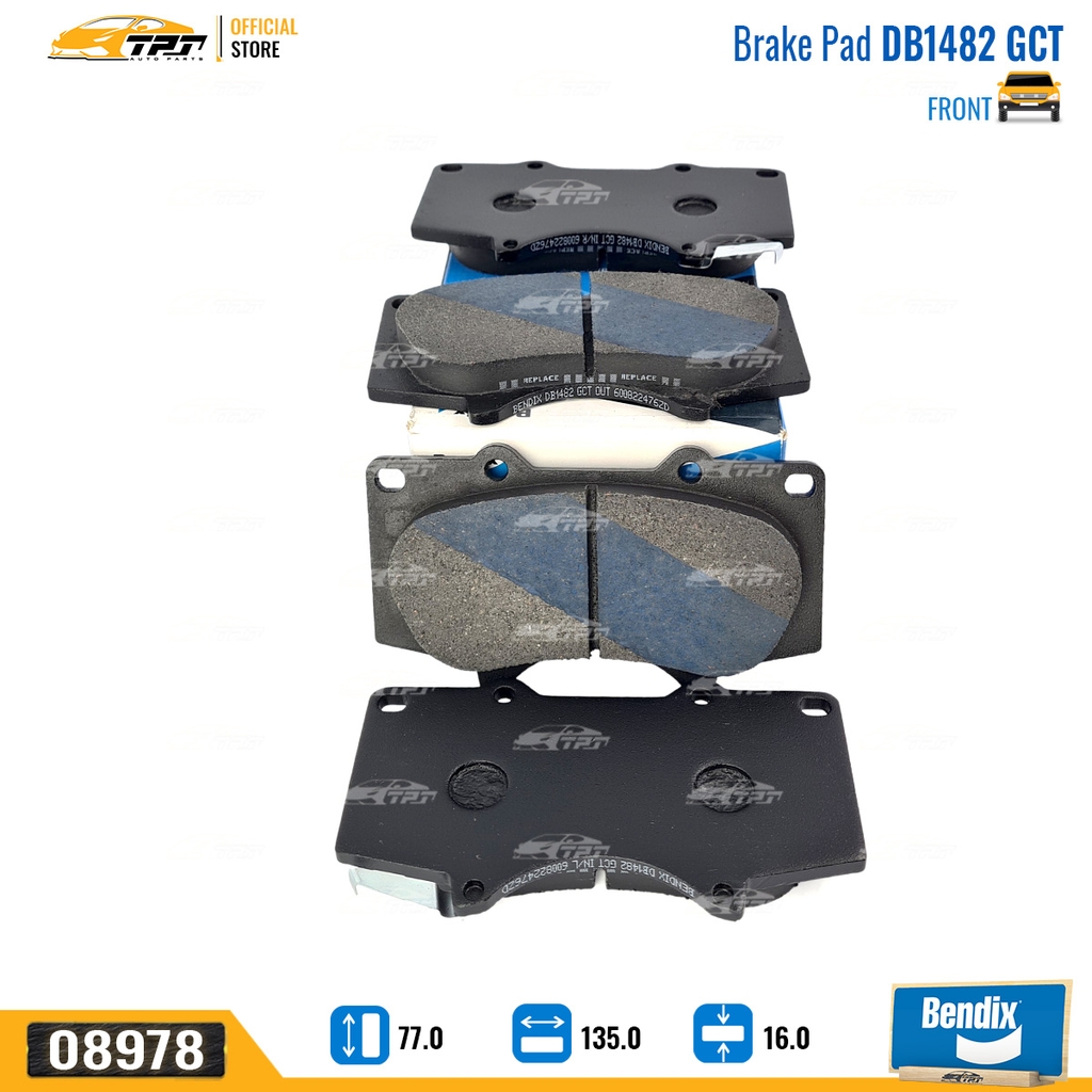 DB1482 GCT Bố Thắng - Má Phanh TRƯỚC Toyota FORTUNER 05-11 HILUX 01-11 Bendix - USA