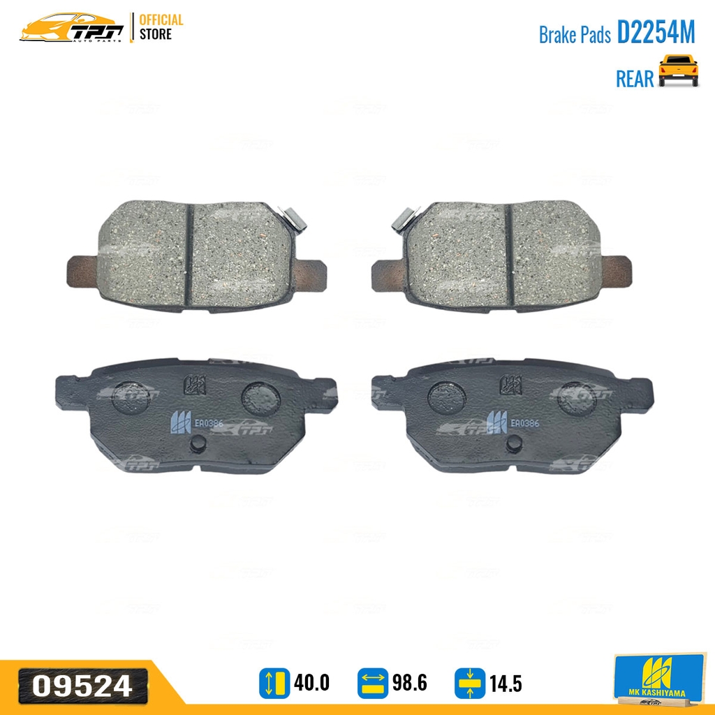 D2254M Bố Thắng - Má Phanh SAU Toyota VIOS VN 1.5 07- YARIS 1.0 1.5 05- ALTIS VN 1.8 2.0 1.6 08- MK Kashiyama - Japan