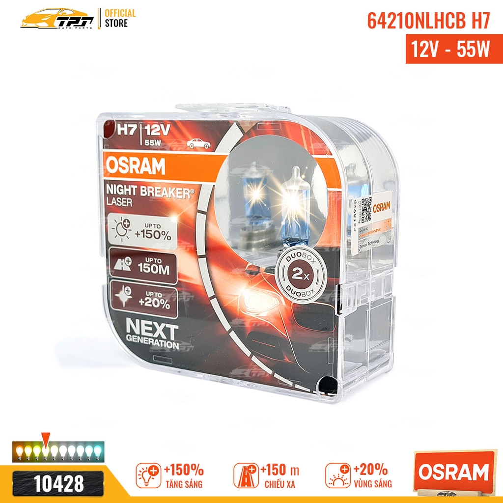 64210NLHCB Bóng Đèn Halogen Tăng Sáng 150% H7 [12V - 55W] Hộp = 2c OSRAM - Germany