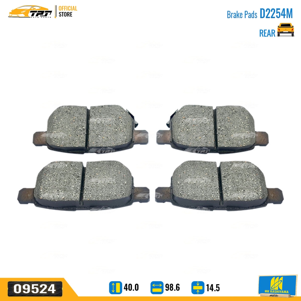 D2254M Bố Thắng - Má Phanh SAU Toyota VIOS VN 1.5 07- YARIS 1.0 1.5 05- ALTIS VN 1.8 2.0 1.6 08- MK Kashiyama - Japan