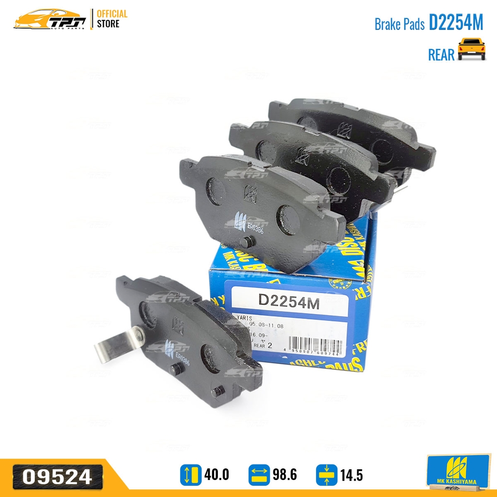 D2254M Bố Thắng - Má Phanh SAU Toyota VIOS VN 1.5 07- YARIS 1.0 1.5 05- ALTIS VN 1.8 2.0 1.6 08- MK Kashiyama - Japan