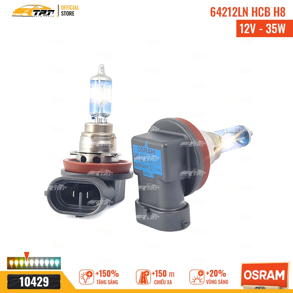 64212NL HCB Bóng Đèn Halogen Tăng Sáng 150% H8 [12V - 35W] Hộp = 2 Cái OSRAM - Germany