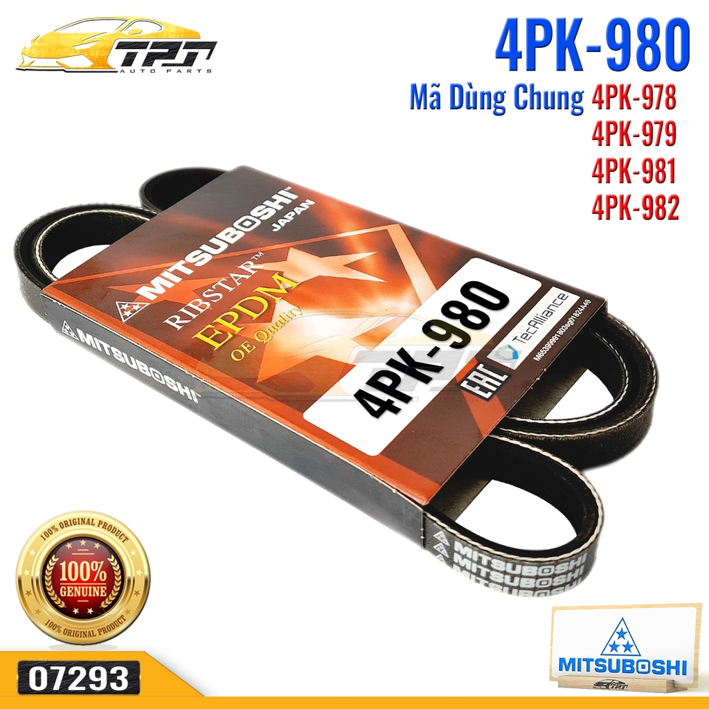 4PK980 Dây Curoa Hyundai SONATA 1.8-2.0 Hyundai STAREX 2.4 Mitsubishi TRITON 2.4 ZINGER 2.4 MITSUBOSHI - Japan