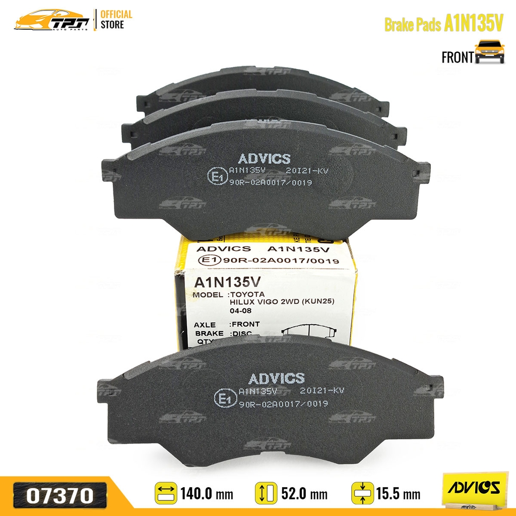 A1N135V - Bố Thắng - Má Phanh TRƯỚC Toyota INNOVA VN 2.0 06-16 HILUX 2.5 DIESEL 04-11 LAND CRUISER 4.5-5.7 07- ADVICS - Japan