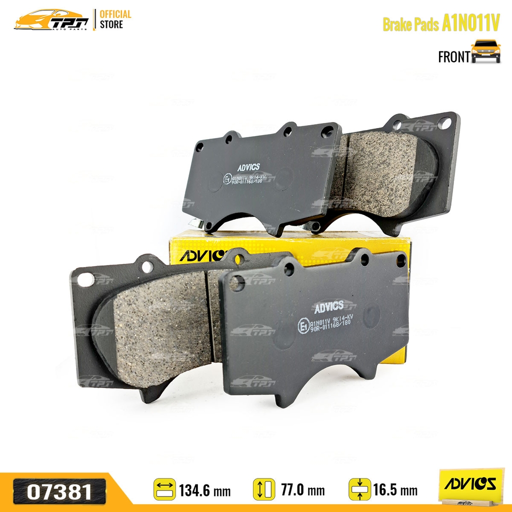 A1N011V - Bố Thắng - Má Phanh TRƯỚC Toyota FORTUNER 2.4 2.5 2.7 05- HILUX 2.4 2.5 2.8 3.0 DIESEL PRADO 2.7 LEXUS GX 470 02-09 ADVICS - Japan