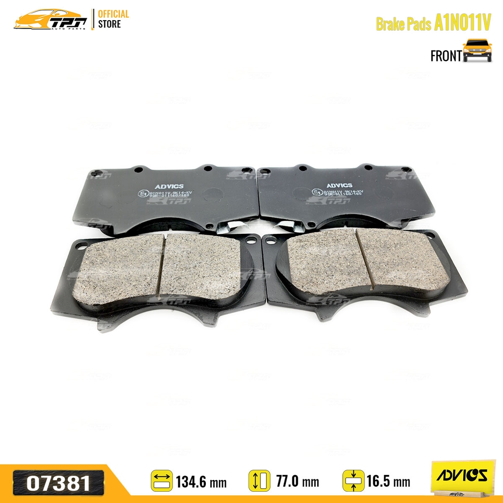 A1N011V - Bố Thắng - Má Phanh TRƯỚC Toyota FORTUNER 2.4 2.5 2.7 05- HILUX 2.4 2.5 2.8 3.0 DIESEL PRADO 2.7 LEXUS GX 470 02-09 ADVICS - Japan