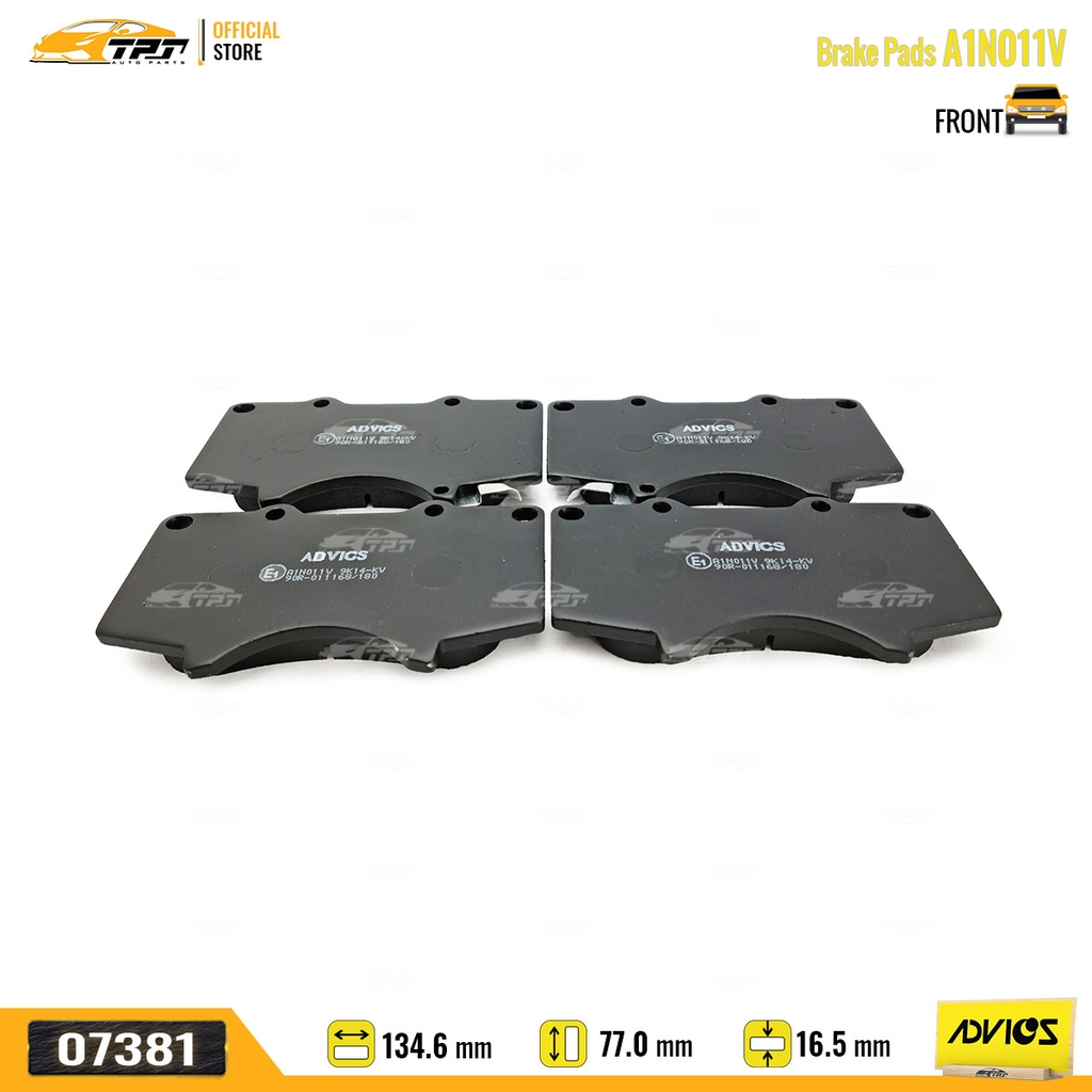 A1N011V - Bố Thắng - Má Phanh TRƯỚC Toyota FORTUNER 2.4 2.5 2.7 05- HILUX 2.4 2.5 2.8 3.0 DIESEL PRADO 2.7 LEXUS GX 470 02-09 ADVICS - Japan