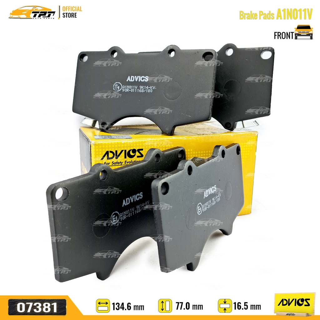 A1N011V - Bố Thắng - Má Phanh TRƯỚC Toyota FORTUNER 2.4 2.5 2.7 05- HILUX 2.4 2.5 2.8 3.0 DIESEL PRADO 2.7 LEXUS GX 470 02-09 ADVICS - Japan