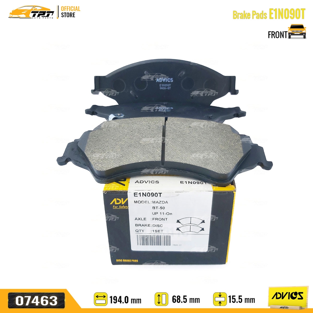 E1N090T - Bố Thắng - Má Phanh TRƯỚC Ford RANGER 2.0 2.2 2.5 3.2 11- EVEREST 2.0 2.2 3.2 15- Mazda BT50 2.2 3.2 11- Mazda 6 VN 2.0 2.5 16- ADVICS - Japan