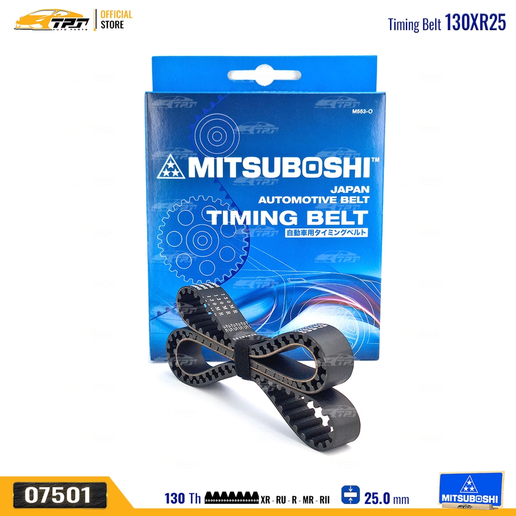 130MR25 Dây Curoa Cam / Dây Đai Răng Toyota BLIZZARD 4x4 2.2 2.4 84-90 CRESSIDA 2.2 2.4 77-96 HIACE II 2.2 77-83 HIACE III 2.2 2.4 82-89 HILUX 2.2 2.4 78-89 LAND CRUISER 4X4 J7 2.4 84- Mitsuboshi - Japan