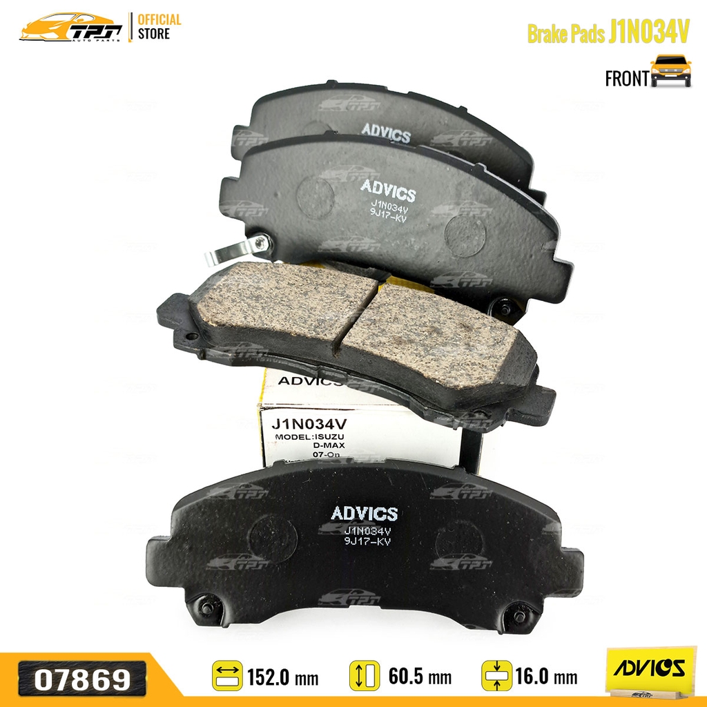 J1N034V - Bố Thắng - Má Phanh TRƯỚC Isuzu DMAX 1.9 2.5 3.0 07- Chevrolet COLORADO - TRAIBLAZER 2.5 2.8 13- MUX 2.5 3.0 13-17 ADVICS - Japan