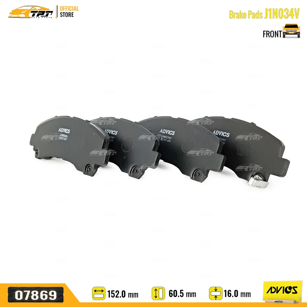 J1N034V - Bố Thắng - Má Phanh TRƯỚC Isuzu DMAX 1.9 2.5 3.0 07- Chevrolet COLORADO - TRAIBLAZER 2.5 2.8 13- MUX 2.5 3.0 13-17 ADVICS - Japan