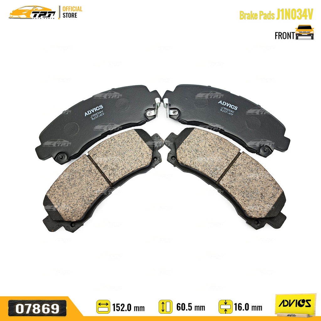 J1N034V - Bố Thắng - Má Phanh TRƯỚC Isuzu DMAX 1.9 2.5 3.0 07- Chevrolet COLORADO - TRAIBLAZER 2.5 2.8 13- MUX 2.5 3.0 13-17 ADVICS - Japan