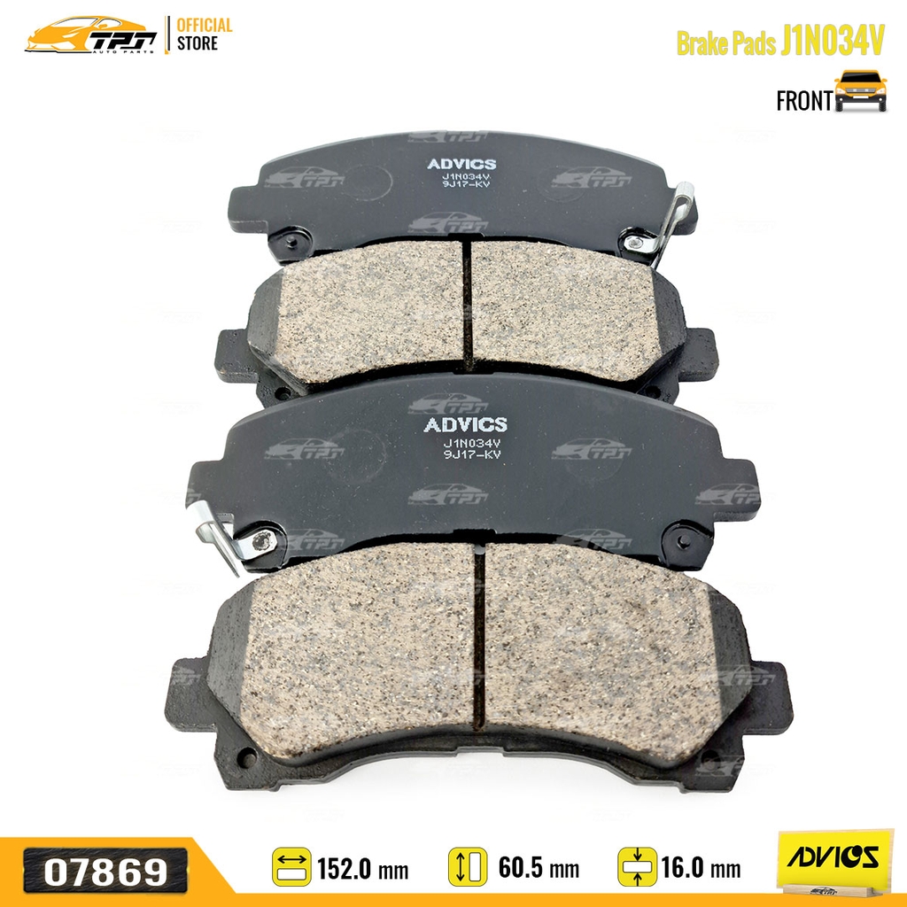 J1N034V - Bố Thắng - Má Phanh TRƯỚC Isuzu DMAX 1.9 2.5 3.0 07- Chevrolet COLORADO - TRAIBLAZER 2.5 2.8 13- MUX 2.5 3.0 13-17 ADVICS - Japan