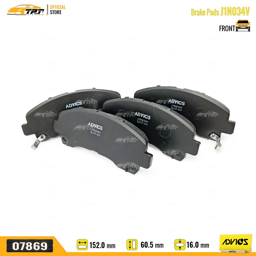 J1N034V - Bố Thắng - Má Phanh TRƯỚC Isuzu DMAX 1.9 2.5 3.0 07- Chevrolet COLORADO - TRAIBLAZER 2.5 2.8 13- MUX 2.5 3.0 13-17 ADVICS - Japan