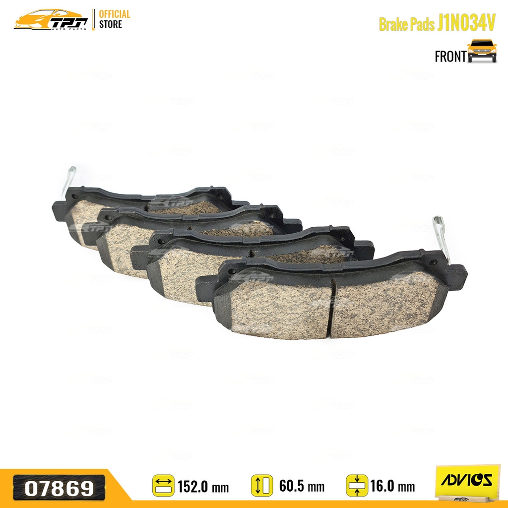 J1N034V - Bố Thắng - Má Phanh TRƯỚC Isuzu DMAX 1.9 2.5 3.0 07- Chevrolet COLORADO - TRAIBLAZER 2.5 2.8 13- MUX 2.5 3.0 13-17 ADVICS - Japan