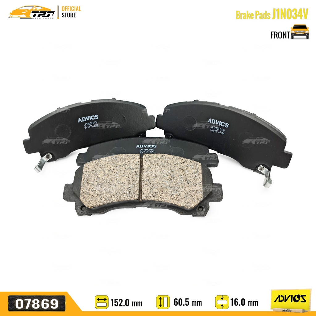 J1N034V - Bố Thắng - Má Phanh TRƯỚC Isuzu DMAX 1.9 2.5 3.0 07- Chevrolet COLORADO - TRAIBLAZER 2.5 2.8 13- MUX 2.5 3.0 13-17 ADVICS - Japan