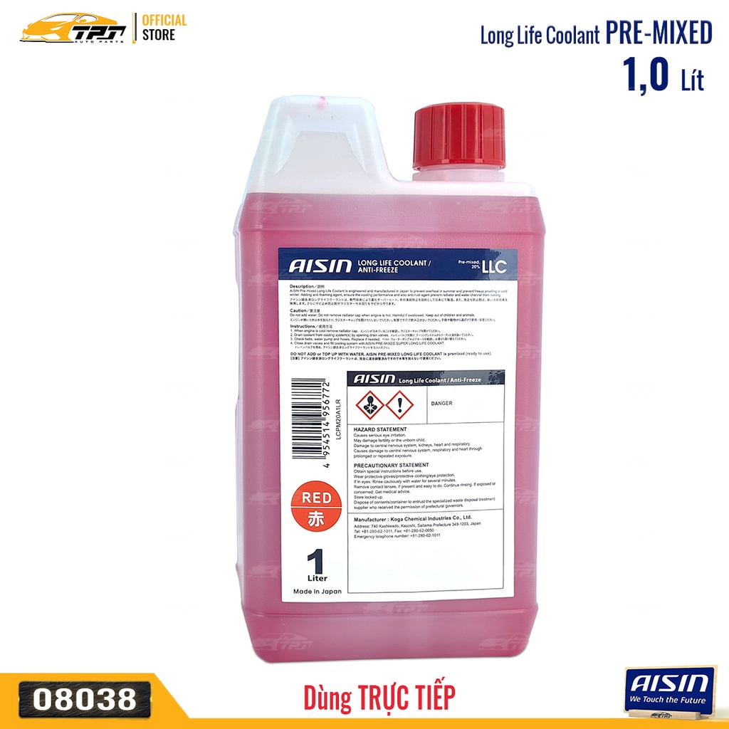 Nước Làm Mát Màu ĐỎ - Bình 1 Lít AISIN - Japan