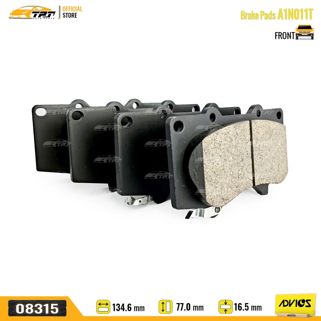 A1N011T - Bố Thắng - Má Phanh TRƯỚC Toyota FORTUNER 2.4 2.5 2.7 05- HILUX 2.4 2.5 2.8 3.0 DIESEL PRADO 2.7 LEXUS GX 470 02-09 ADVICS - Japan