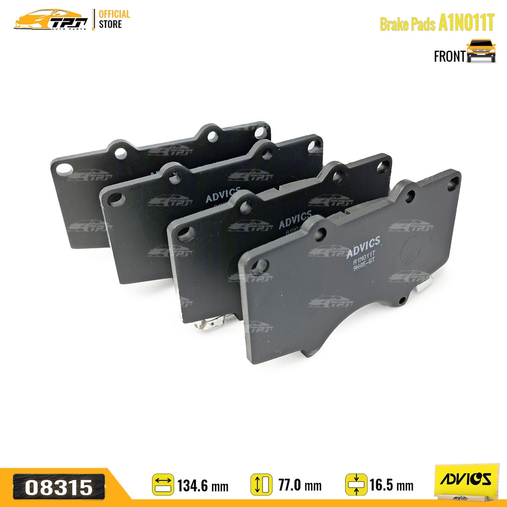 A1N011T - Bố Thắng - Má Phanh TRƯỚC Toyota FORTUNER 2.4 2.5 2.7 05- HILUX 2.4 2.5 2.8 3.0 DIESEL PRADO 2.7 LEXUS GX 470 02-09 ADVICS - Japan