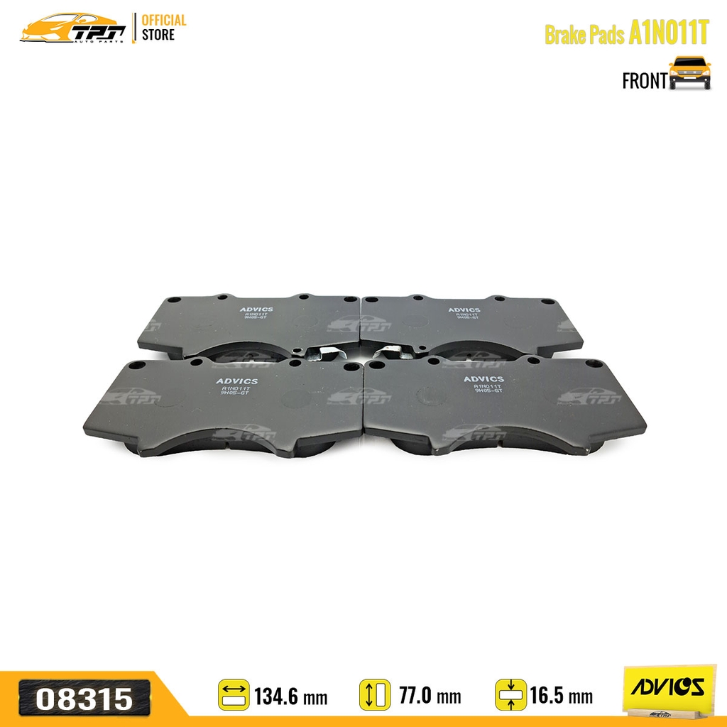 A1N011T - Bố Thắng - Má Phanh TRƯỚC Toyota FORTUNER 2.4 2.5 2.7 05- HILUX 2.4 2.5 2.8 3.0 DIESEL PRADO 2.7 LEXUS GX 470 02-09 ADVICS - Japan