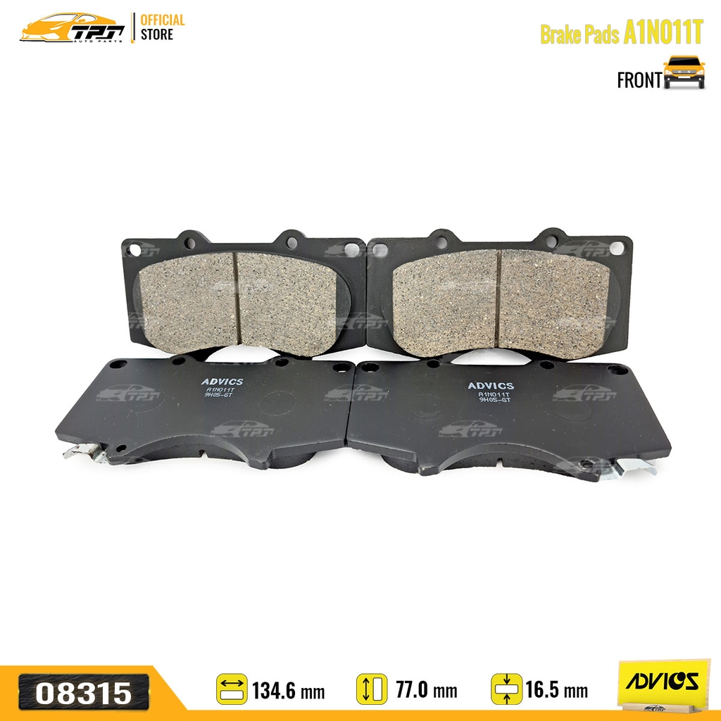 A1N011T - Bố Thắng - Má Phanh TRƯỚC Toyota FORTUNER 2.4 2.5 2.7 05- HILUX 2.4 2.5 2.8 3.0 DIESEL PRADO 2.7 LEXUS GX 470 02-09 ADVICS - Japan