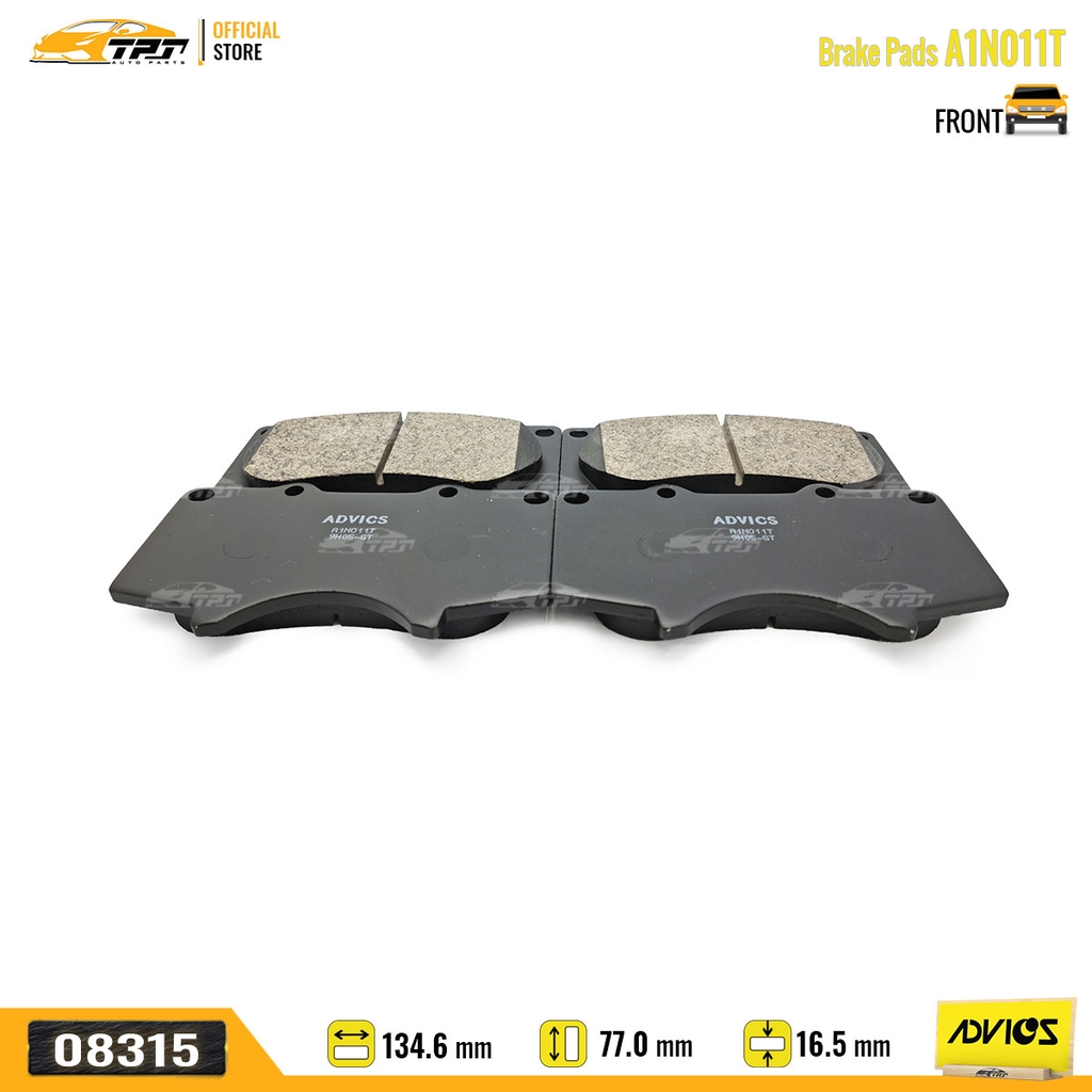 A1N011T - Bố Thắng - Má Phanh TRƯỚC Toyota FORTUNER 2.4 2.5 2.7 05- HILUX 2.4 2.5 2.8 3.0 DIESEL PRADO 2.7 LEXUS GX 470 02-09 ADVICS - Japan