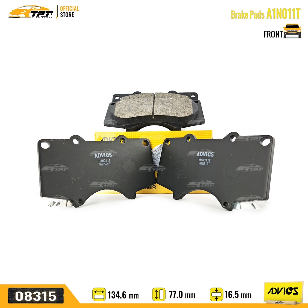 A1N011T - Bố Thắng - Má Phanh TRƯỚC Toyota FORTUNER 2.4 2.5 2.7 05- HILUX 2.4 2.5 2.8 3.0 DIESEL PRADO 2.7 LEXUS GX 470 02-09 ADVICS - Japan