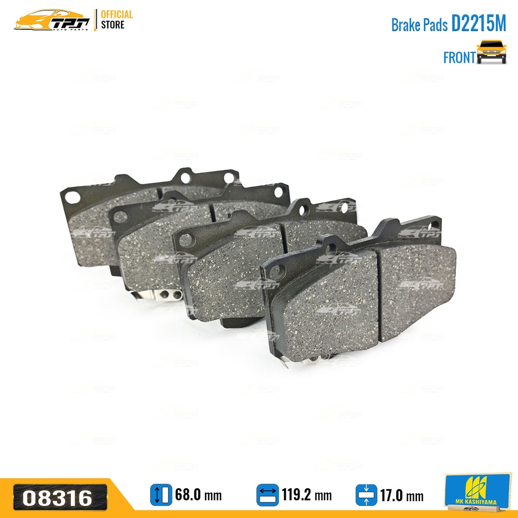 D2215M Bố Thắng - Má Phanh TRƯỚC Toyota FORTUNER 2.5 3.0 DIESEL 05-11 HILUX 2.4 2.5 3.0 DIESEL 01-11 MK Kashiyama - Japan