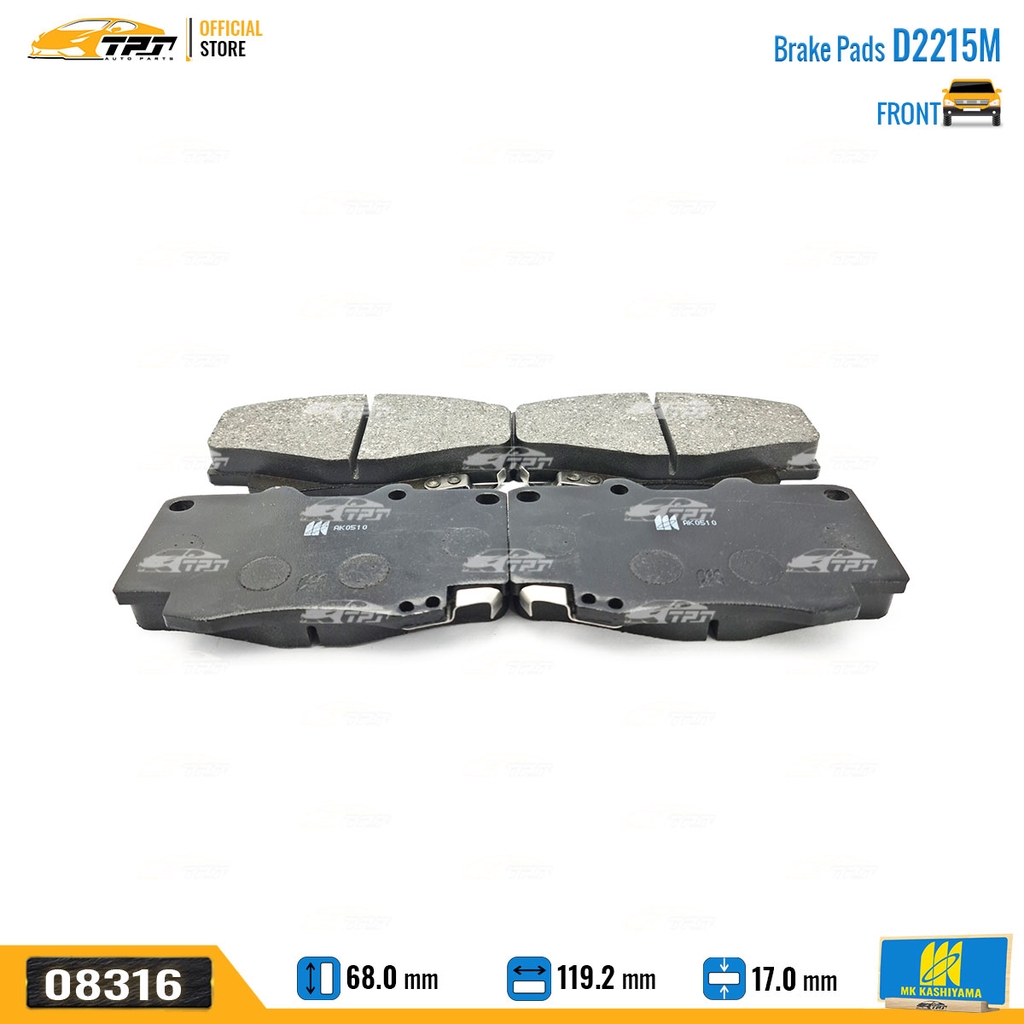 D2215M Bố Thắng - Má Phanh TRƯỚC Toyota FORTUNER 2.5 3.0 DIESEL 05-11 HILUX 2.4 2.5 3.0 DIESEL 01-11 MK Kashiyama - Japan