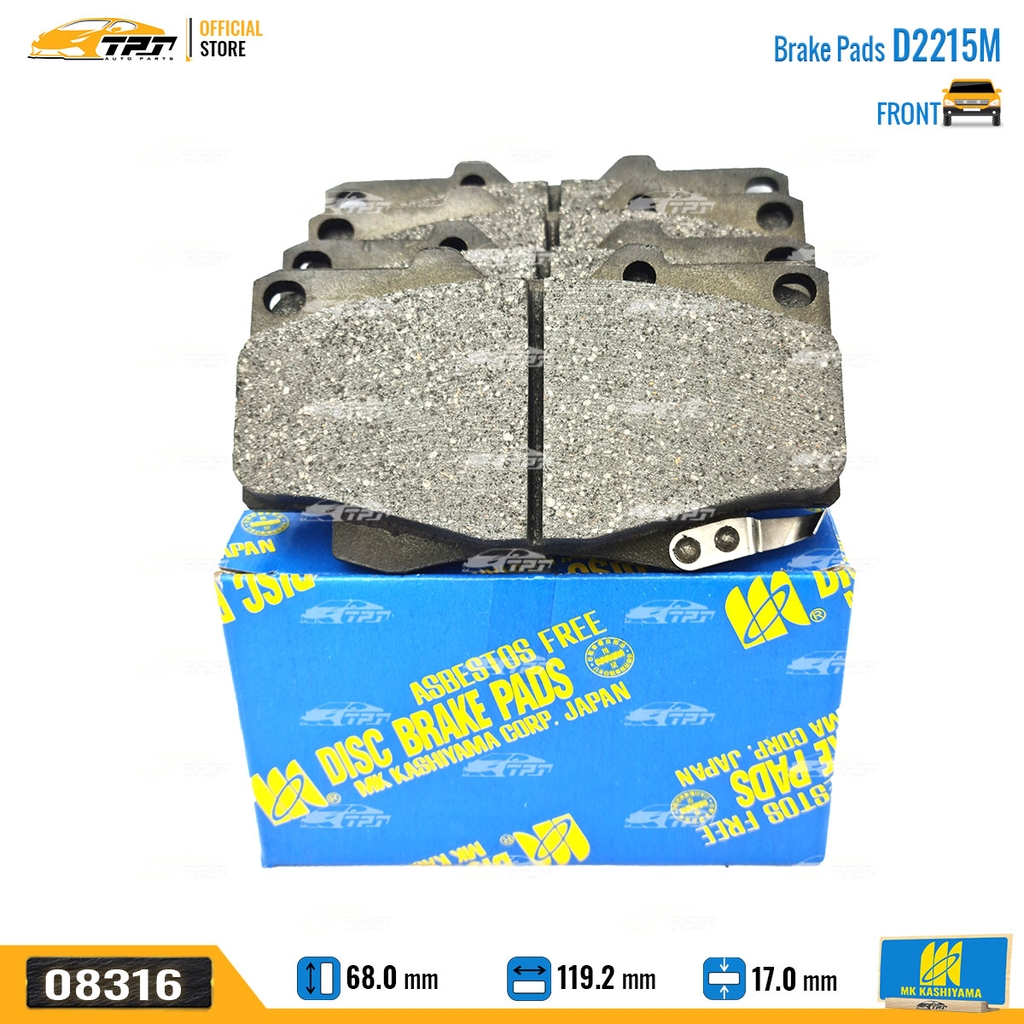 D2215M Bố Thắng - Má Phanh TRƯỚC Toyota FORTUNER 2.5 3.0 DIESEL 05-11 HILUX 2.4 2.5 3.0 DIESEL 01-11 MK Kashiyama - Japan