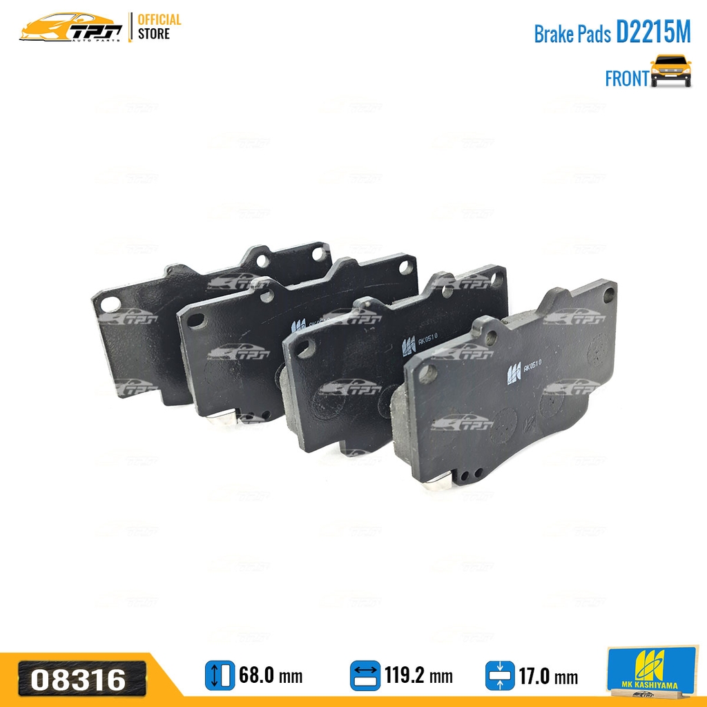 D2215M Bố Thắng - Má Phanh TRƯỚC Toyota FORTUNER 2.5 3.0 DIESEL 05-11 HILUX 2.4 2.5 3.0 DIESEL 01-11 MK Kashiyama - Japan