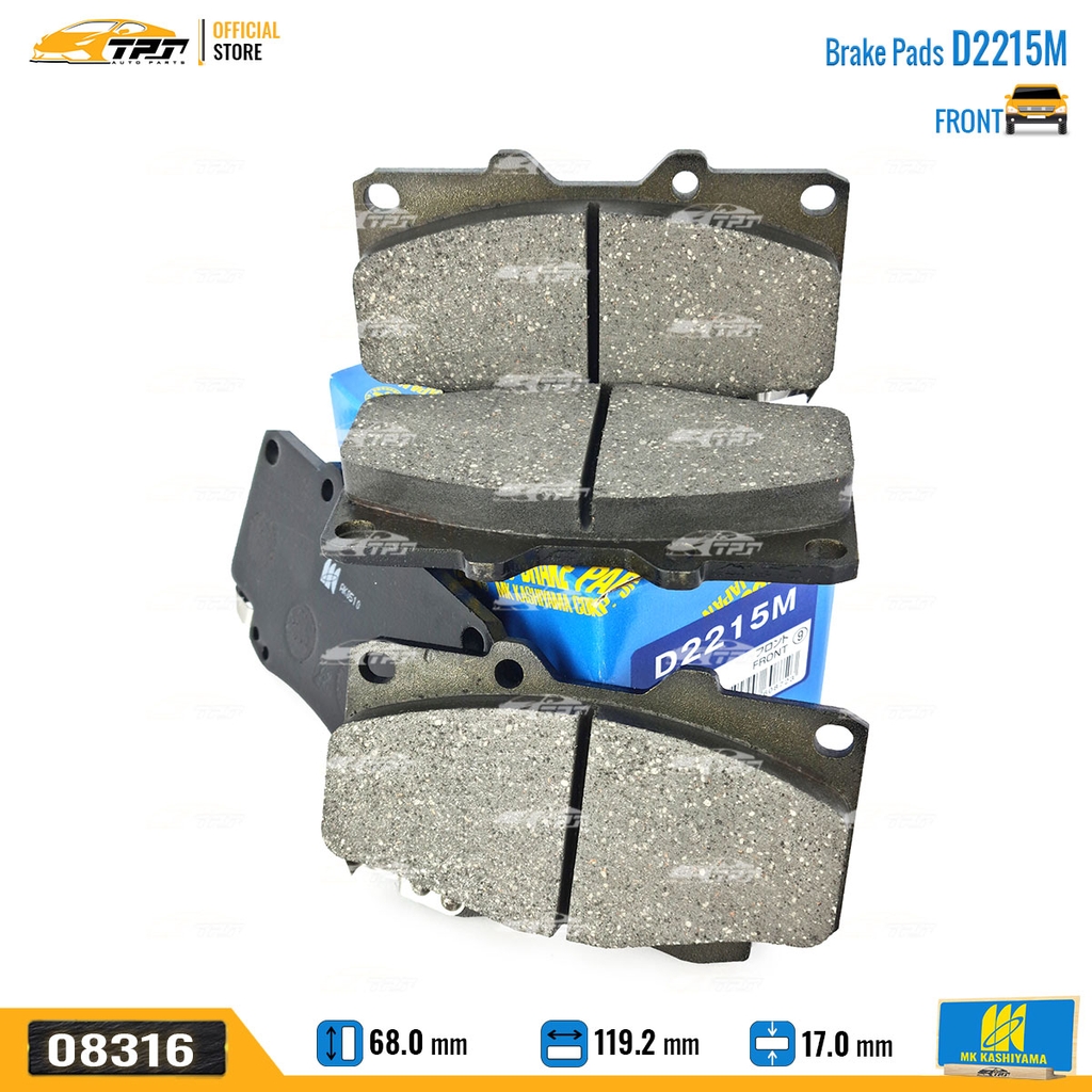 D2215M Bố Thắng - Má Phanh TRƯỚC Toyota FORTUNER 2.5 3.0 DIESEL 05-11 HILUX 2.4 2.5 3.0 DIESEL 01-11 MK Kashiyama - Japan