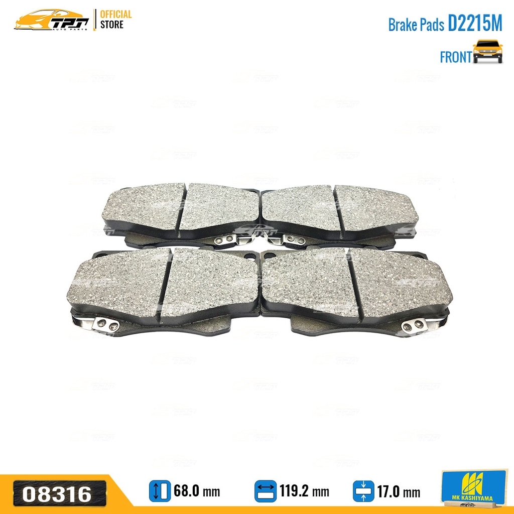 D2215M Bố Thắng - Má Phanh TRƯỚC Toyota FORTUNER 2.5 3.0 DIESEL 05-11 HILUX 2.4 2.5 3.0 DIESEL 01-11 MK Kashiyama - Japan