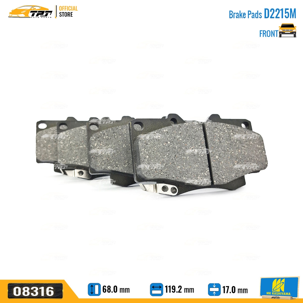 D2215M Bố Thắng - Má Phanh TRƯỚC Toyota FORTUNER 2.5 3.0 DIESEL 05-11 HILUX 2.4 2.5 3.0 DIESEL 01-11 MK Kashiyama - Japan