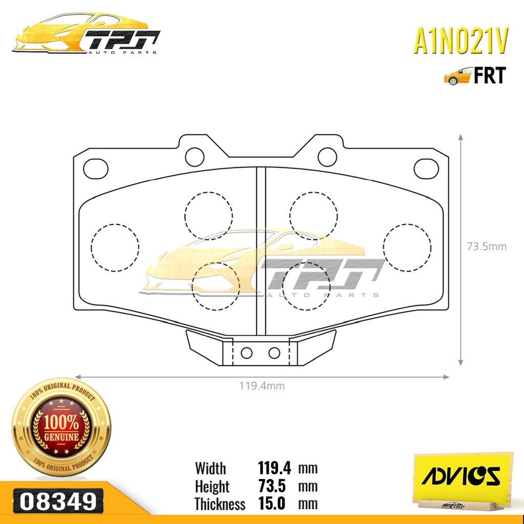 A1N021V - Bố Thắng - Má Phanh TRƯỚC Toyota LAND CRUISER 3.5 4.2 4.5 90-99 PRADO 2.7 2.8 3.0 96-02 ADVICS - Japan