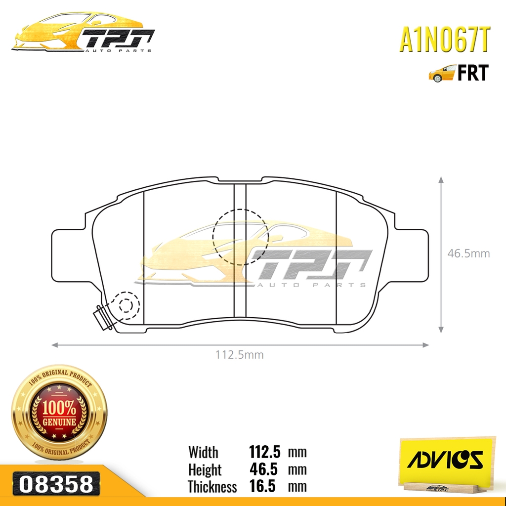 A1N067T - Bố Thắng - Má Phanh TRƯỚC Toyota LAND CRUISER 4.2 98-02 LAND CRUISER 4.5 98-05 ADVICS - Japan