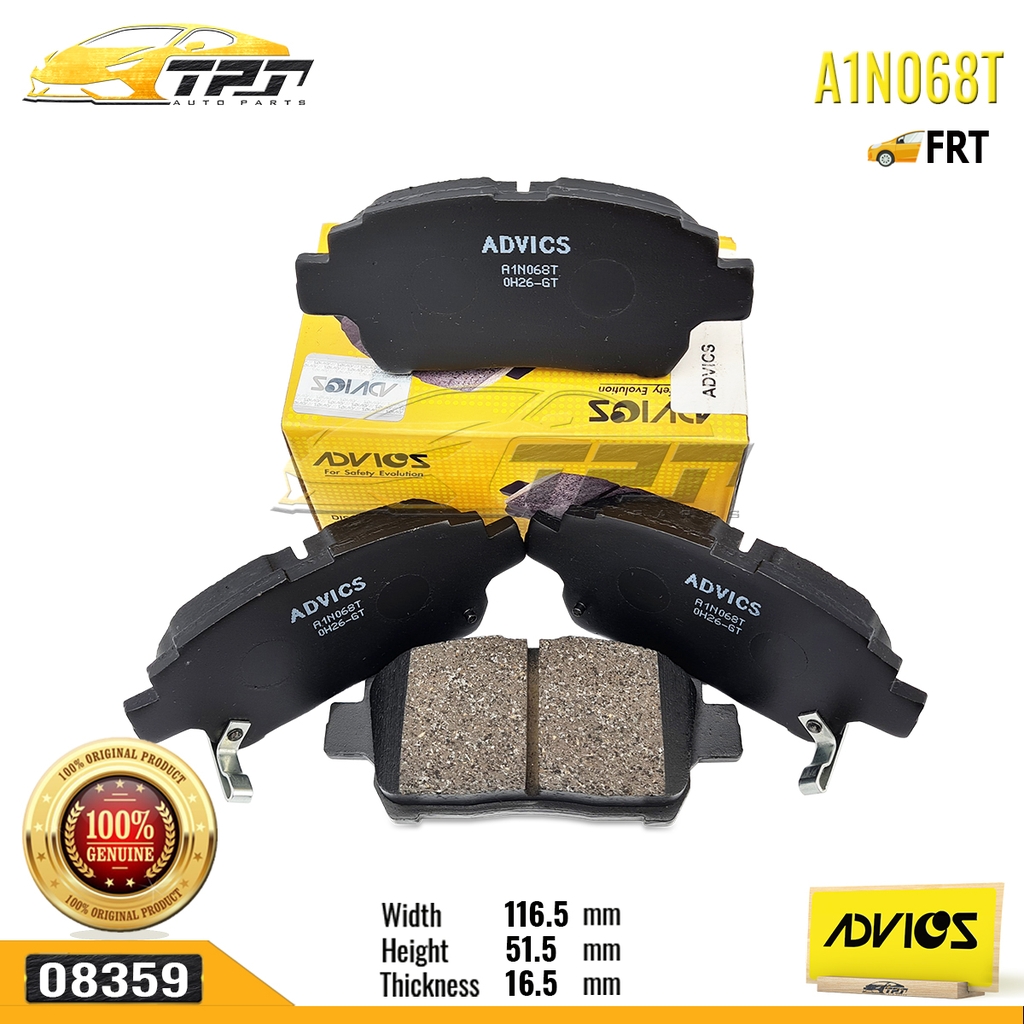 A1N068T - Bố Thắng - Má Phanh TRƯỚC Toyota COROLLA ALTIS 1.3 1.8 01-08 ADVICS - Japan