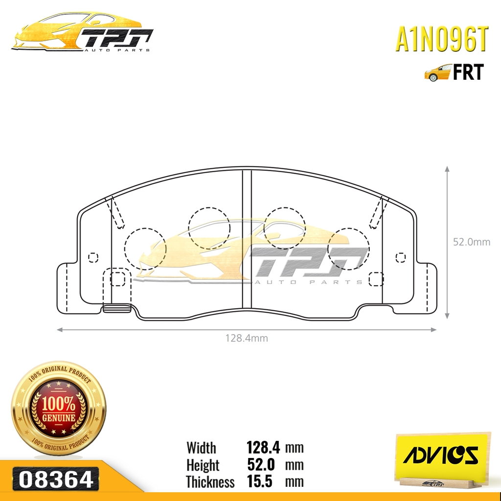A1N096T - Bố Thắng - Má Phanh TRƯỚC Toyota ZACE GL 1.8 99-05 PREVIA 2.4 93-00 PRADO 2.7 99-02 CAMRY 2.2 3.0 91-94 ADVICS - Japan