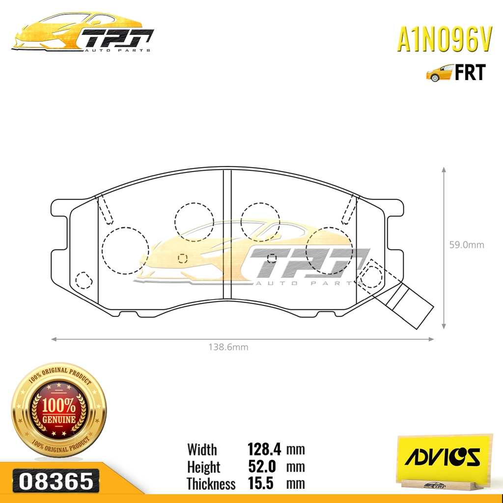 A1N096V - Bố Thắng - Má Phanh TRƯỚC Toyota ZACE GL 1.8 99-05 PREVIA 2.4 93-00 PRADO 2.7 99-02 CAMRY 2.2 3.0 91-94 ADVICS - Japan