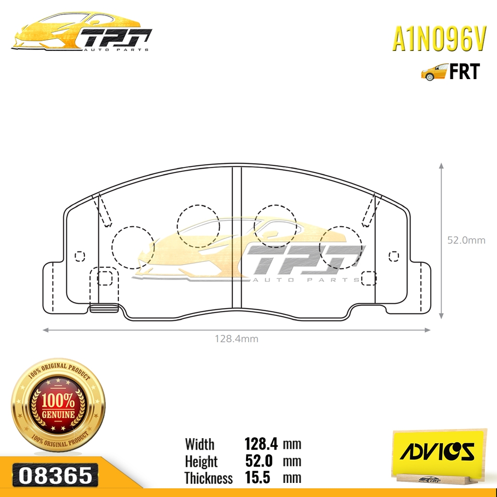A1N096V - Bố Thắng - Má Phanh TRƯỚC Toyota ZACE GL 1.8 99-05 PREVIA 2.4 93-00 PRADO 2.7 99-02 CAMRY 2.2 3.0 91-94 ADVICS - Japan