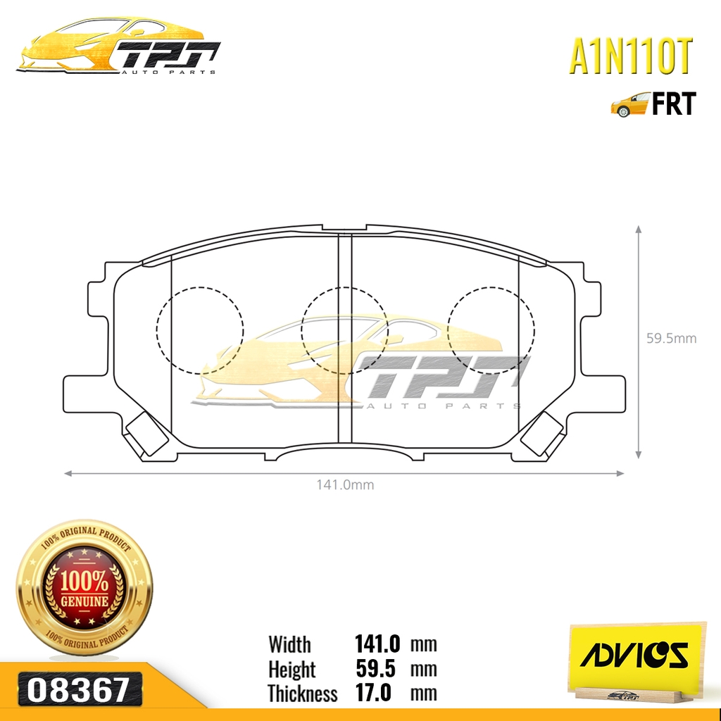 A1N110T - Bố Thắng - Má Phanh TRƯỚC Toyota HIGHLANDER 3.3 03-07 LEXUS RX350 06-09 LEXUS RX300 RX330 03-06 ADVICS - Japan
