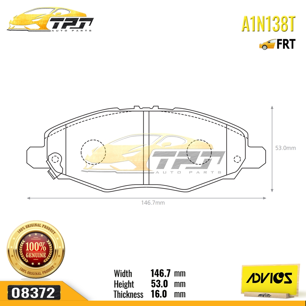 A1N138T - Bố Thắng - Má Phanh TRƯỚC Toyota ALPHARD 3.5 15-18 ADVICS - Japan